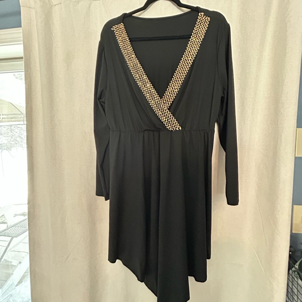Elegant Black Dress with Gold Accents